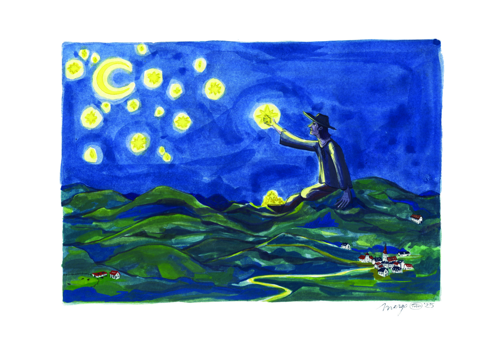 Porteur d'étoiles 2025-œuvre originale encadré-1